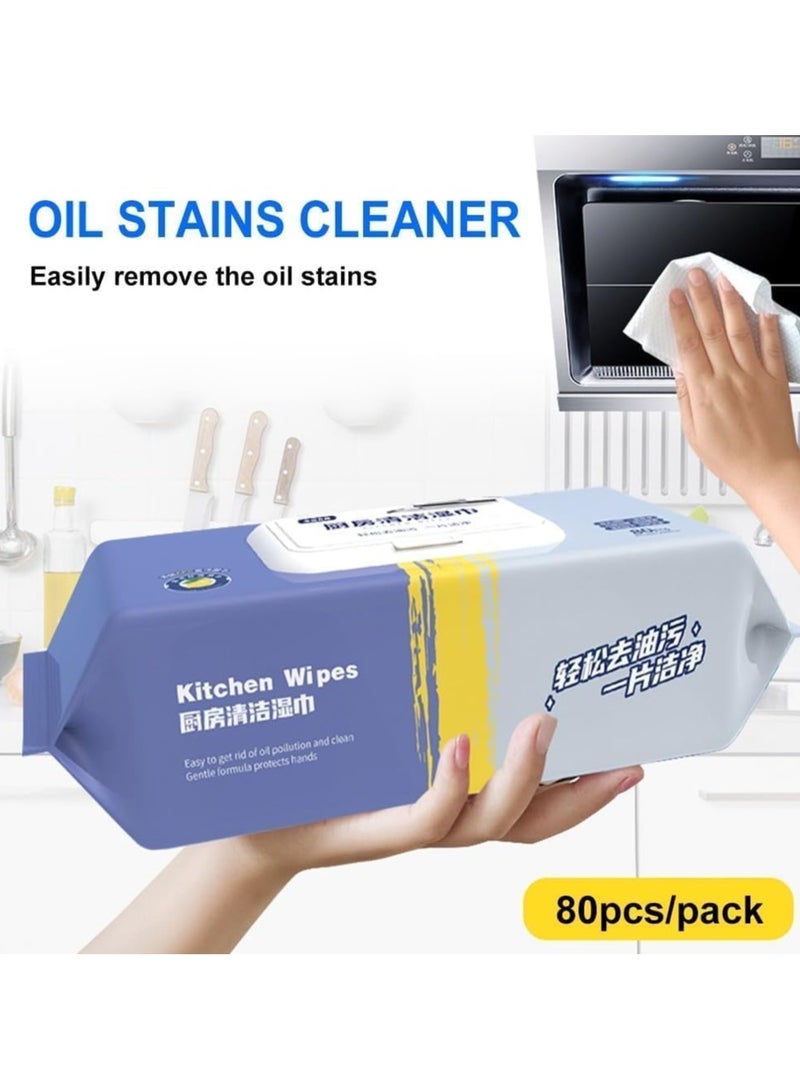 1 Pack 80Pcs Disposable Kitchen Cleaning Wipes - Strong Decontamination Wipes - Removes Grease & Oil Stains, Cleans Glass & Table Surfaces - Image 1
