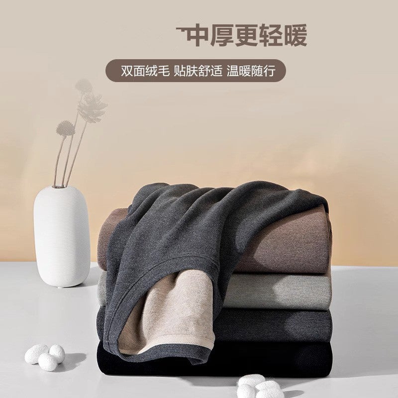 New Cashmere Silk Thermal Underwear Men'S Suit Round Neck Cold-Proof Fleece-Lined Base Warm Clothes - Image 4