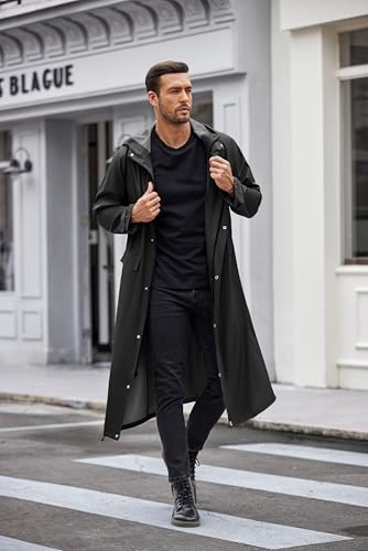 COOFANDY Men's Long Raincoat with Hood Waterproof Lightweight Active Rainjacket - Image 4