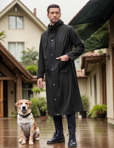 COOFANDY Men's Long Raincoat with Hood Waterproof Lightweight Active Rainjacket - Image 2
