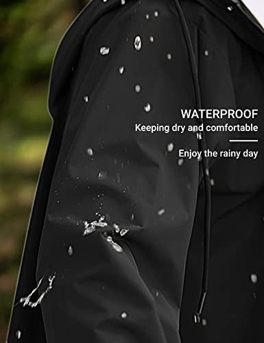 COOFANDY Men's Long Raincoat with Hood Waterproof Lightweight Active Rainjacket - Image 5
