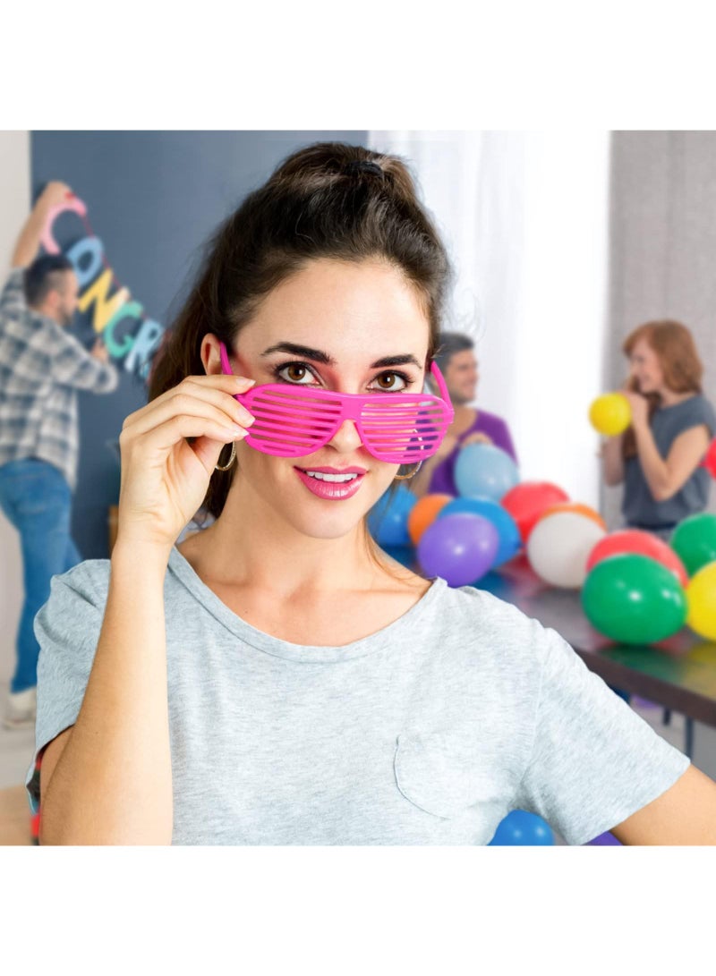 Sweet seven Neon Glasses Shutter Shades - 12pcs Neon Party Accessories, 80s Party Decoration, Shutter Shades Sunglasses for Night Out Party - Image 3