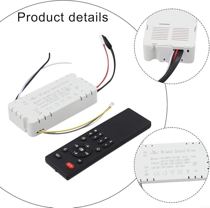 Ceiling Fan Light Remote Control 6 Speed Stepless Dimming Infrared Receiver AC110 265V White Black Without Air Guide - Image 5