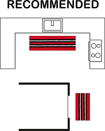 SKIVE India Kitchen Mat and Runner with Anti Skid Backing,Colour Black patta Red Set of 2 (40x120(40 x 60) CM - Image 4