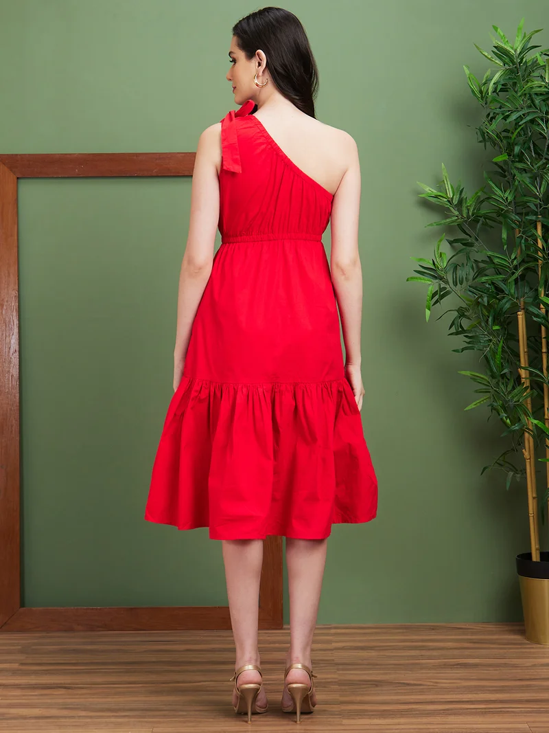 globus Women Tie Up Fit & Flare Midi Party Dress