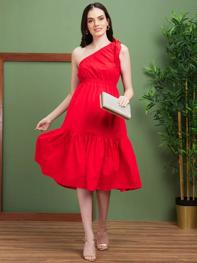 globus Globus Women Tie Up Fit & Flare Midi Party Dress