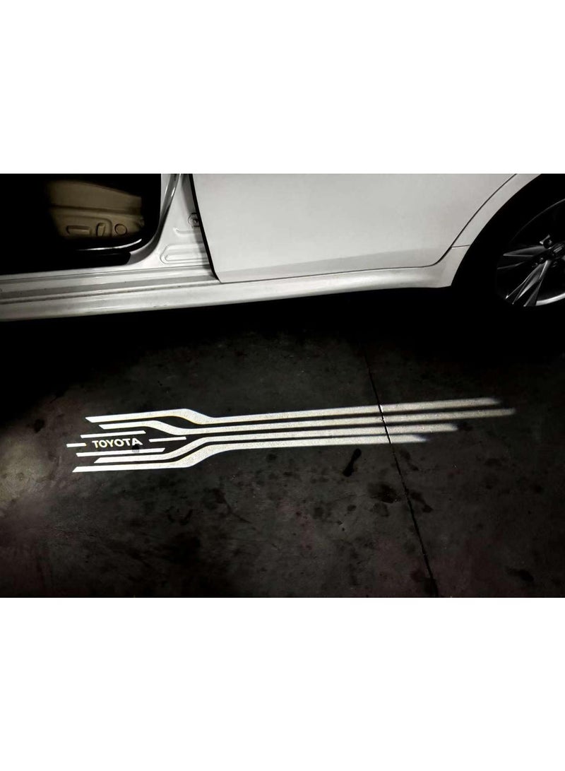 فيريكس أضواء أبواب سيارة تويوتا، جهاز عرض شعار الباب LED عالي الدقة متوافق مع هايلاندر، كامري، 4 رانر، سيينا، كورولا، تندرا، بريوس، فينزا، برادو، سيكويا، ريز، بريفيا، لاند كروزر شعار طويل المدى - Image 1