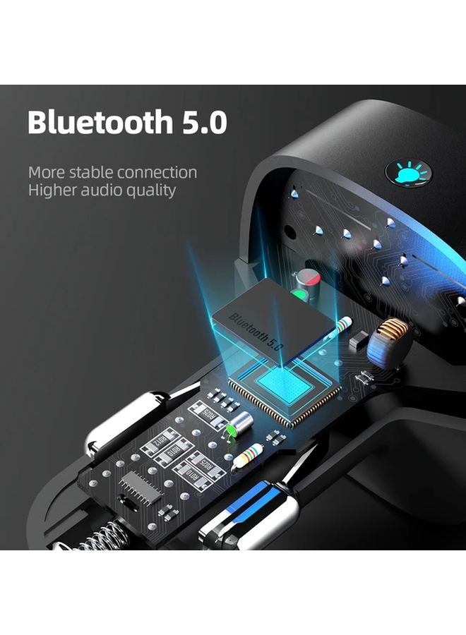 BT FM Transmitter For Car Black Upgraded QC3 0 And 5V 1A Dual USB Charger Car Adapter Wireless Radio 7 Color LED Backlit Light Hands Free Calling Support USB Drive TF Card NX10 Christmas Halloween Thanksgiving Gift - Image 5