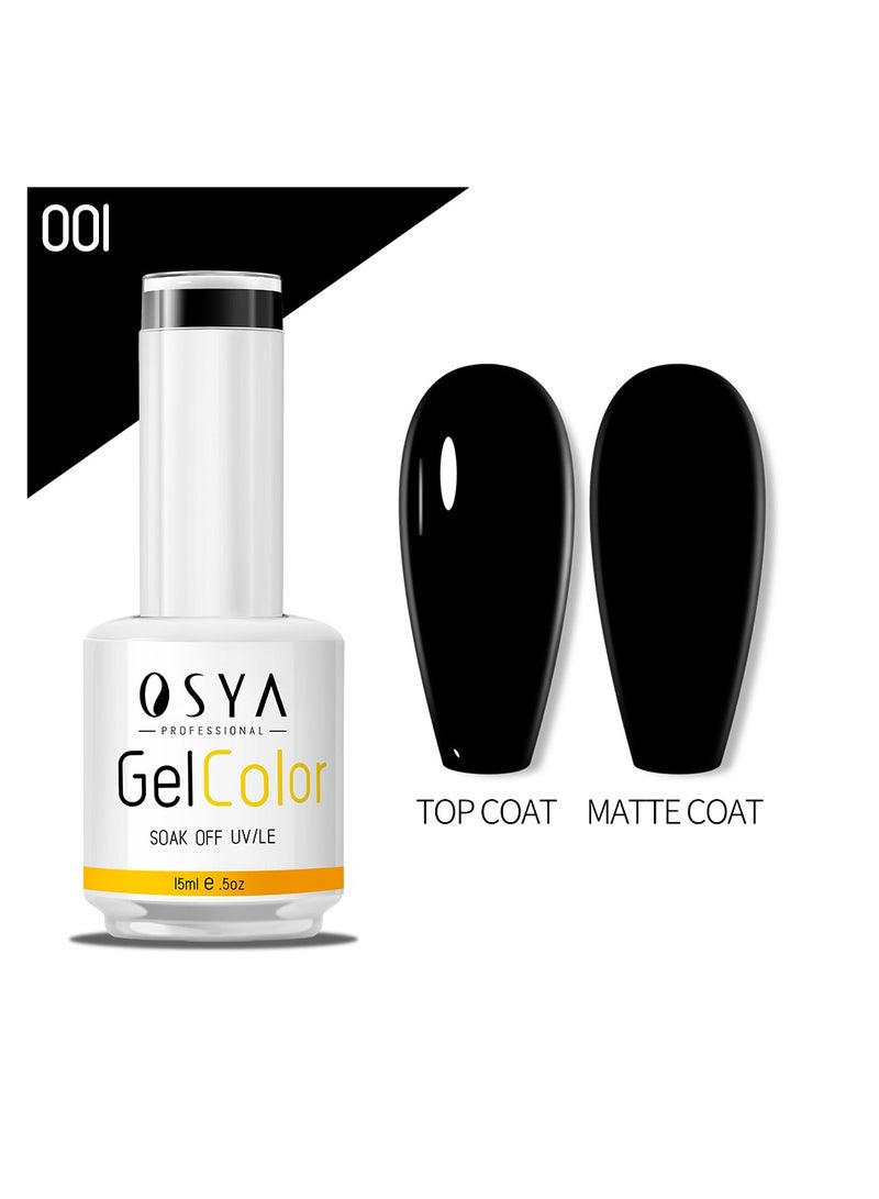 OSYA gel Nail Polish Collection Soak Off UV&LED CANNI OUTPUT Gel polish 15ml (01) Black Color - Image 1