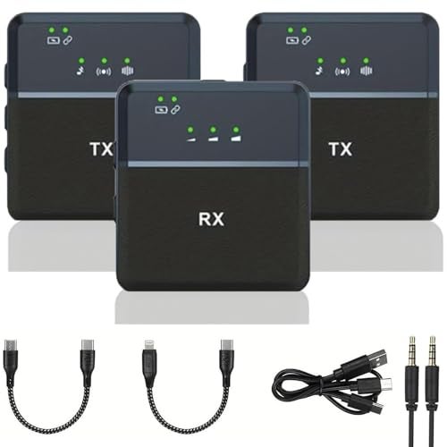 IMAGINEA Sx9 Wireless Microphone for PC/Laptop/Type C & iPhone, Noise Reduction Lapel Mic, Dual Wireless Collar Mic for Video Recording, YouTube Support System (2 Microphones 1 Receiver) - Image 1