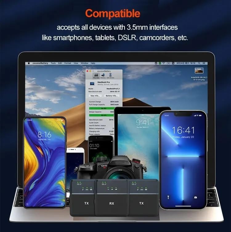 IMAGINEA Sx9 Wireless Microphone for PC/Laptop/Type C & iPhone, Noise Reduction Lapel Mic, Dual Wireless Collar Mic for Video Recording, YouTube Support System (2 Microphones 1 Receiver) - Image 5