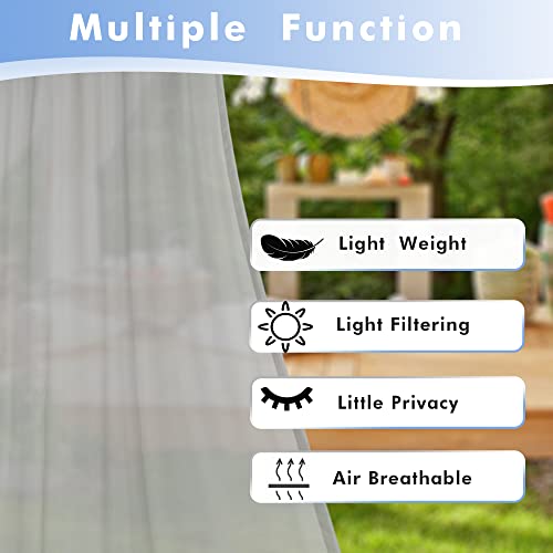 HolidayIdeas Outdoor Sheer Curtains for Patio Waterproof, 4 Panels - 54 x 108 Inch - Cloud Grey Light Filtering Voile Outside Curtains Grommet Drapes for Front Porch, Gazebo, Pergola, Backyard - Image 2
