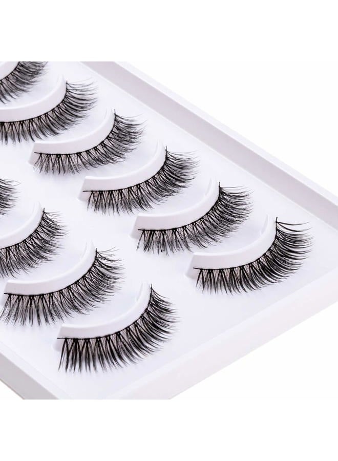 EMEDA 10 pairs False Eyelashes Natural Look Eyelashes Soft Fake Lashes 100% Handmade Lashes Reusable Eye Lash Transparent Band 1 Pack by EMEDA 002 Style - Image 3