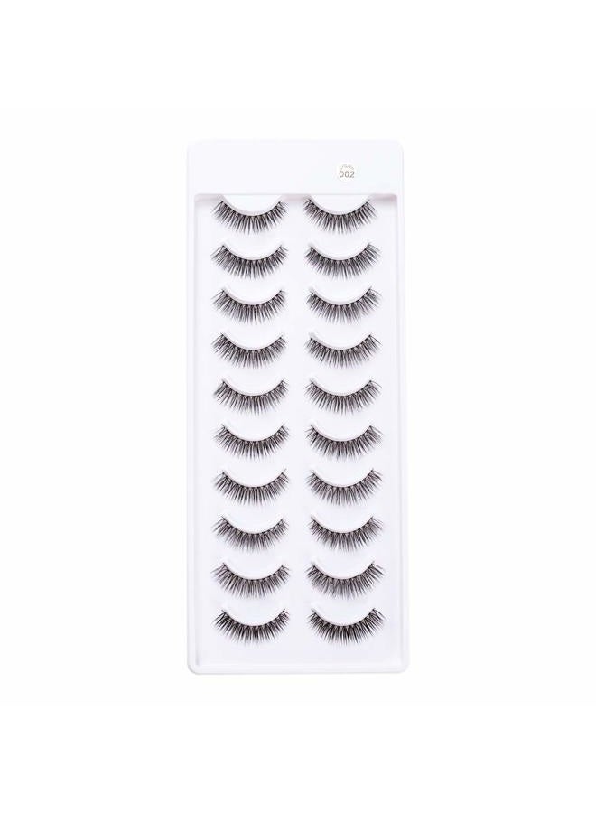 EMEDA 10 pairs False Eyelashes Natural Look Eyelashes Soft Fake Lashes 100% Handmade Lashes Reusable Eye Lash Transparent Band 1 Pack by EMEDA 002 Style - Image 2