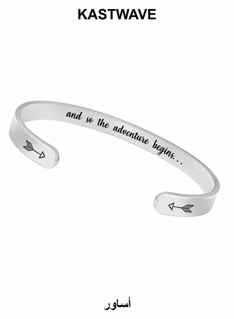 KASTWAVE Bracelets for Women, C-Shape Cuff Bracelets Adjustable Minimalist Bangles - Image 1