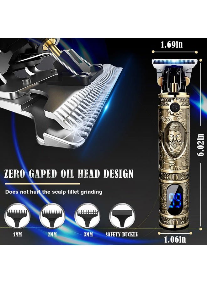 Solati Hair Clippers for Men, Professional Hair Trimmer Zero Gapped T-Blade Trimmer Cordless Rechargeable Edgers Clippers Electric Beard Trimmer Shaver Hair Cutting Kit with LCD Display Gifts for Men - Image 3