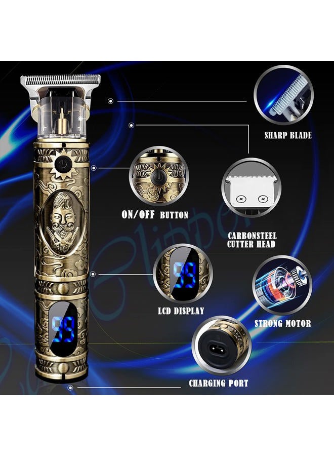 Solati Hair Clippers for Men, Professional Hair Trimmer Zero Gapped T-Blade Trimmer Cordless Rechargeable Edgers Clippers Electric Beard Trimmer Shaver Hair Cutting Kit with LCD Display Gifts for Men - Image 4