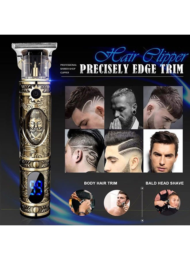 Solati Hair Clippers for Men, Professional Hair Trimmer Zero Gapped T-Blade Trimmer Cordless Rechargeable Edgers Clippers Electric Beard Trimmer Shaver Hair Cutting Kit with LCD Display Gifts for Men - Image 2