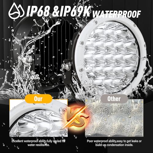 BIGLION.X 7Inch Driving Lights Spotlights Pair 210W 32000LM Round LED Spot Off Road Lights Marine Light Bar Amber Fog Headlights 12V 24V for Pickup Trucks ATV UTV Car UTE 4WD Boat - Image 4