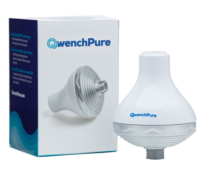 QwenchPure Shower Filter for Chlorine  High Output 100 KDF55 Removes Chlorine  Contaminants Softens  Purifies Hard Water Improves Skin  Hair Easy Installation Made for Hot Water
