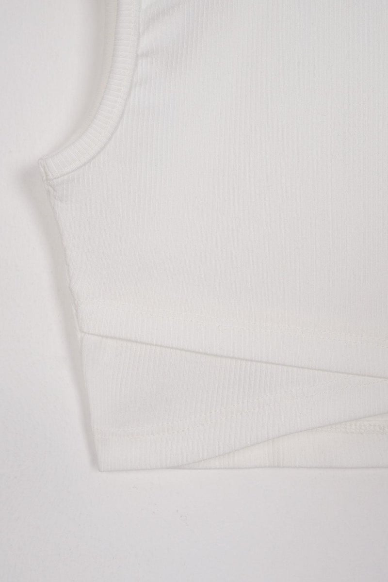 Zepkids Crew Neck Zero Sleeve Cross Waist Detail Ecru Color Girl T-shirt  - Image 2