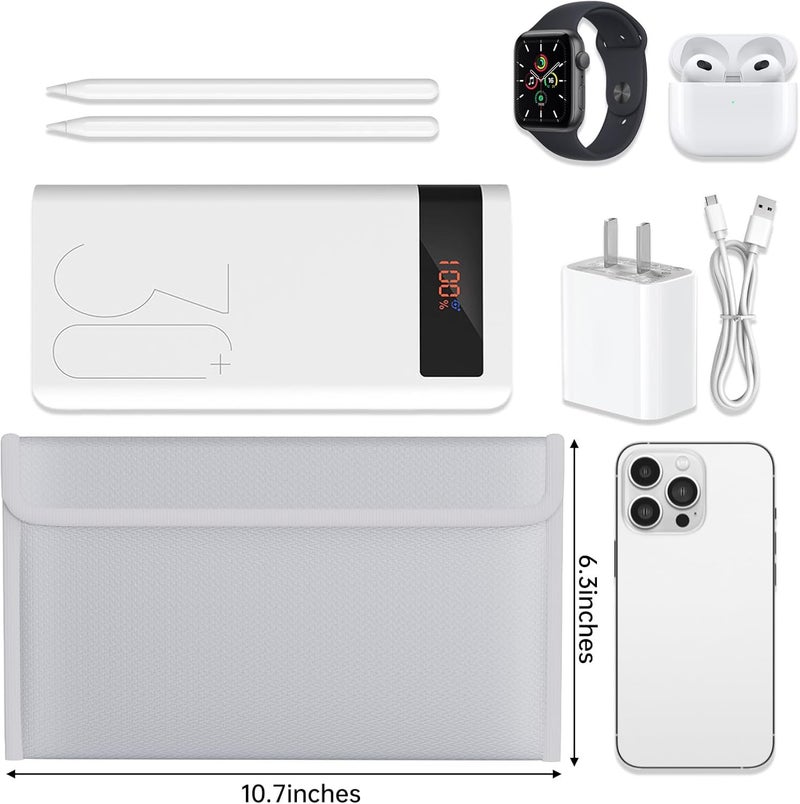 ZOOPIP 2 Pack Electronic Travel Organizer Cases,Fireproof Tech Accessories Bags,Explosion-proof Portable Storage Pouch Bags for Power Bank,Phone,Charging Cords,Earphones(10.7”×6.3”,Silver) - Image 3