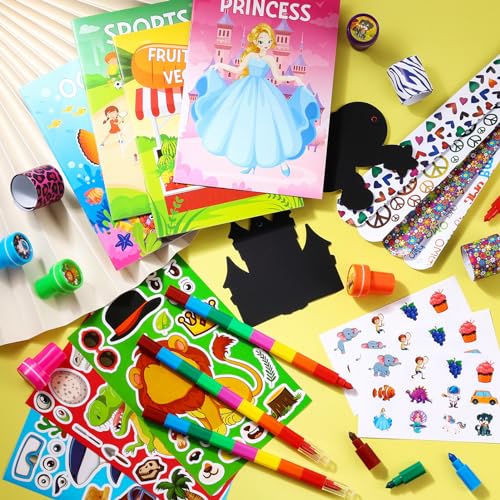 BenLouis 96Pcs Kids Party Favors Mini Coloring Books Crayon Slap Bracelets Stickers Set Bulk for Kids 4-8-12 Classroom Birthday Gifts Goodie Bags Pinata Stuffers School Rewards Crafts Supplies - Image 4
