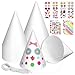 WEOXPR 24 Pack White Party Hats with StickersBirthday Party Favors for KidsMini Cone Hats for Arts DIY CraftsNewborn Photo Props Halloween Christmas Decorations 24 Pack White Hat Stickers - Image 2