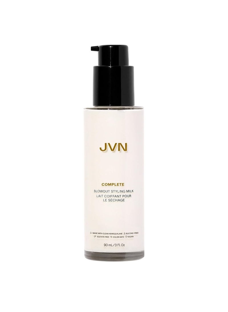 JVN JVN Complete Blowout Styling Milk Heat Protector Cream, Anti-Humidity, Smooths Protects, 3 Fluid Ounces  - Image 1