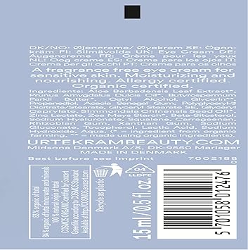 Urtekram Fragrance Free Moisturizing and nourishing Eye Cream for sensitive skin eye cream for dark circles and puffy eyes with conditioning almond oil Natural and Vegan 15ml - Image 4