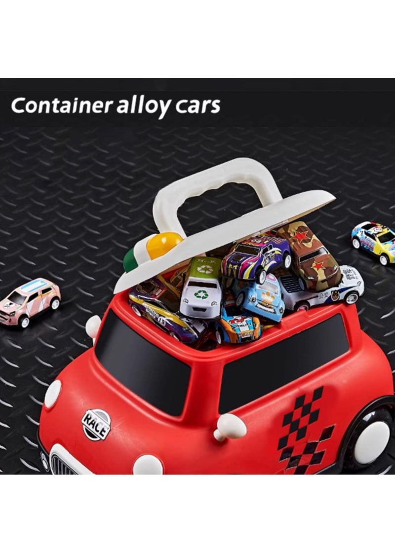 شو وو سيارة صغيرة للأطفال، مجموعة ألعاب سباق سيارات 70 قطعة مع صندوق تخزين للسيارة، ألعاب تعليمية صغيرة قابلة للسحب للأطفال الصغار، مركبات معدنية تفاعلية للأولاد والبنات، هدايا حفلات، أكياس هدايا، لون أحمر - Image 4