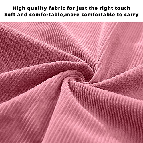 KALIDI FANCY FOREST KALIDI Women Corduroy Tote Bag Casual Tote's Handbag Big Capacity Shoulder Bag with Pockets Zippers (Pink) - Image 3