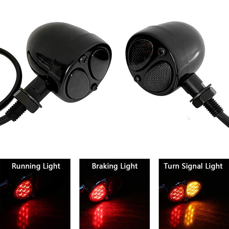 FATECIM 2X Motorcycle LED Turn Signal Lights with Running/Braking Lights, Aftermarket Motorbike Blinkers Indicators Bobber for Harley Honda Yamaha Suzuki Kawasaki Cruiser Mini Chopper Frame - Image 2