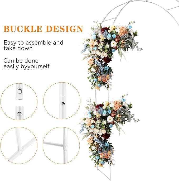 جوريم جناح حديدي للحديقة من نوع Garden Arch، يمكن تجميعه بحرية، متوفر بحجمين، مناسب لمختلف أنواع النباتات المتسلقة، لزينة حدائق الزفاف أو حفلات العروس. اللون: أبيض. - Image 2