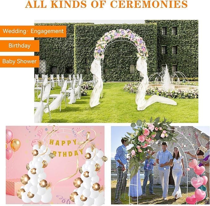 جوريم جناح حديدي للحديقة من نوع Garden Arch، يمكن تجميعه بحرية، متوفر بحجمين، مناسب لمختلف أنواع النباتات المتسلقة، لزينة حدائق الزفاف أو حفلات العروس. اللون: أبيض. - Image 3