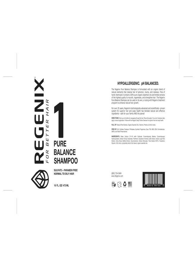 Regenix Pure Balance Shampoo for Oily to Normal Hair, Invigorates Scalp, Cleanses Hair of Pollution, Toxins & Residues, Free of Sulfates, Parabens, Dyes - 16 Oz - Image 3