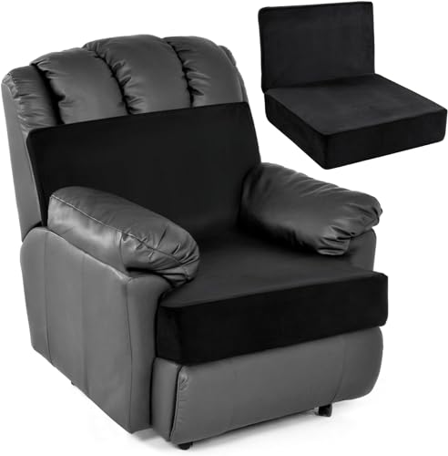 HOMBYS Foam Recliner Chair Cushions for Elderly 4 Thick Chair Pads with Back Support for Office Chair NonSlip Supportive Seat Cushion with Lumbar Pillow Black 13 Backrest