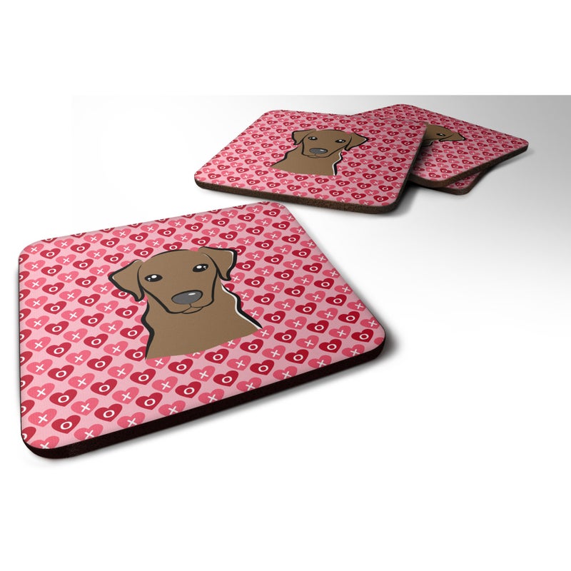 Caroline's Treasures ""Caroline's Treasures Chocolate Labrador Hearts Foam Coaster Set of 4  3.5  Multicolor"" 