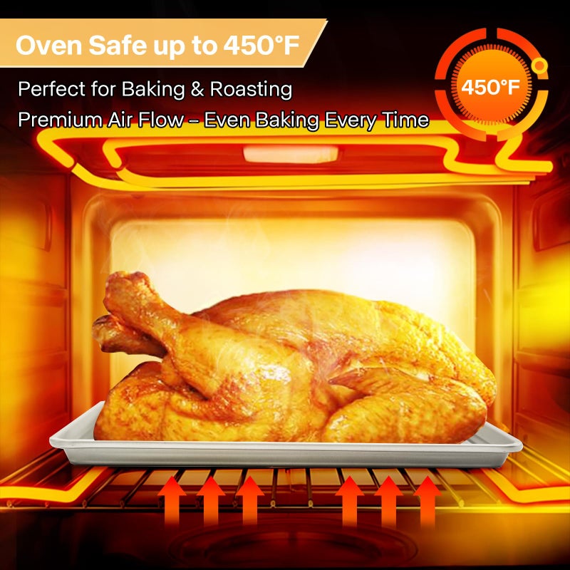Spmarkt 3-Piece Non-Stick Baking Sheet Set | PFOA/PFOS/PTFE-Free, 0.8mm Heavy-Duty Steel with Diamond Texture Surface | Stackable Design for Roasting, Baking & Toasting - Image 5