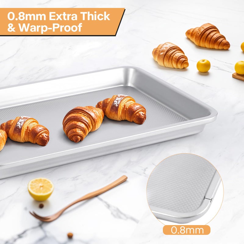 Spmarkt 3-Piece Non-Stick Baking Sheet Set | PFOA/PFOS/PTFE-Free, 0.8mm Heavy-Duty Steel with Diamond Texture Surface | Stackable Design for Roasting, Baking & Toasting - Image 3