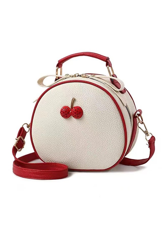 Women's PU Leather Crossbody Bag with Cherry Print, Adjustable Strap & Top Handle - Image 1