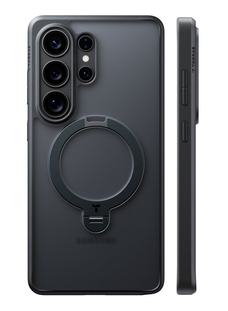 Ostand Q3 Spin Series for Samsung Galaxy S26 Ultra Case with 360° Magnetic Stand, Fit for Magsafe, 4X Mil-Grade Shockproof Case with Kickstand, Translucent Frosted, Black - Image 1