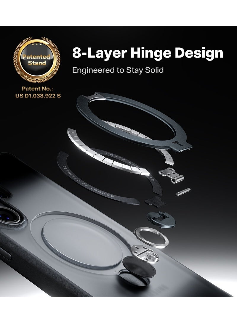 Ostand Q3 Spin Series for Samsung Galaxy S26 Ultra Case with 360° Magnetic Stand, Fit for Magsafe, 4X Mil-Grade Shockproof Case with Kickstand, Translucent Frosted, Black - Image 4
