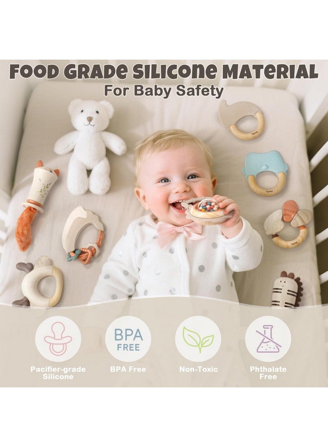 Vanplay Baby Rattles & Teethers Set - Baby Toys 0-6 Months, Teething Toys 3-6 Months, Sensory Toys with Soft Textures, Gentle Sounds & Easy-Grip Shape, Neutral Newborn Gift（10-Pack） - Image 5