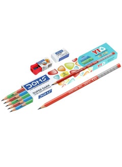 DOMS 12-Piece Y1 Graphite Pencils With 1 Sharpener And Eraser  - Image 1