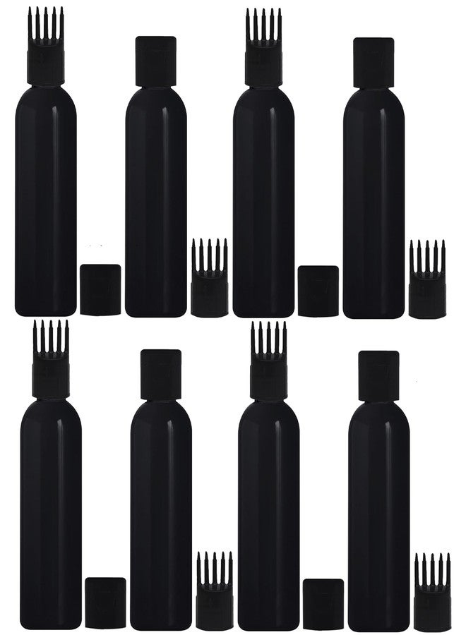 زجاجة ماديا لتطبيق زيت الشعر والشامبو والأدوية، زجاجة لتطبيق الزيت على فروة الرأس والجسم، زجاجة تطبيق زيت الشعر 100 مل، زجاجة سوداء بغطاء أسود، عبوة من 8 قطع - Image 1