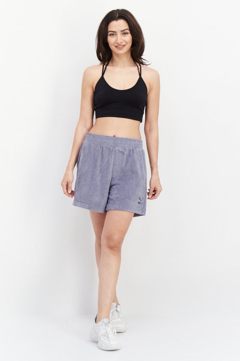 PUMA Women Sportswear Fit Brand Logo Training Shorts, Grey - Image 3