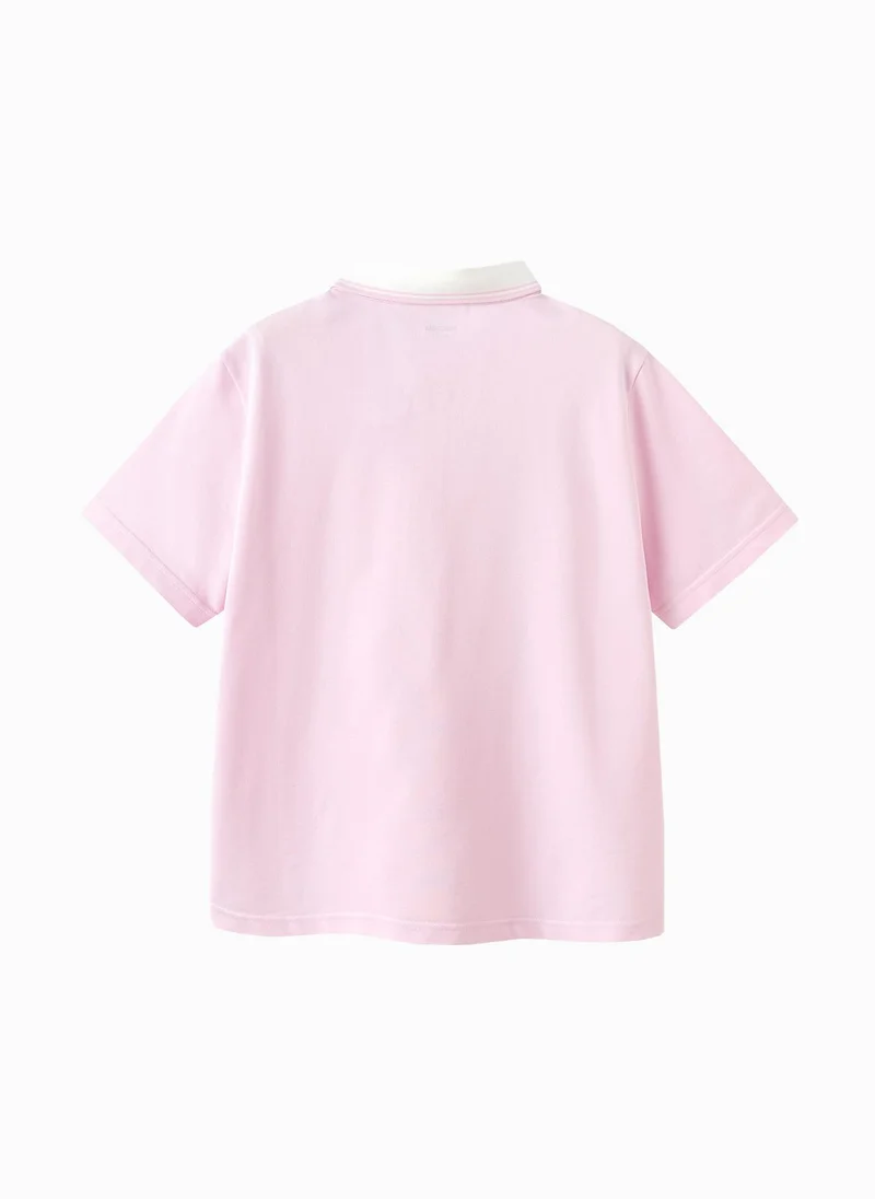 Balabala Pink Kids Unisex Lapel short-sleeved T-shirt  | Best Price UAE