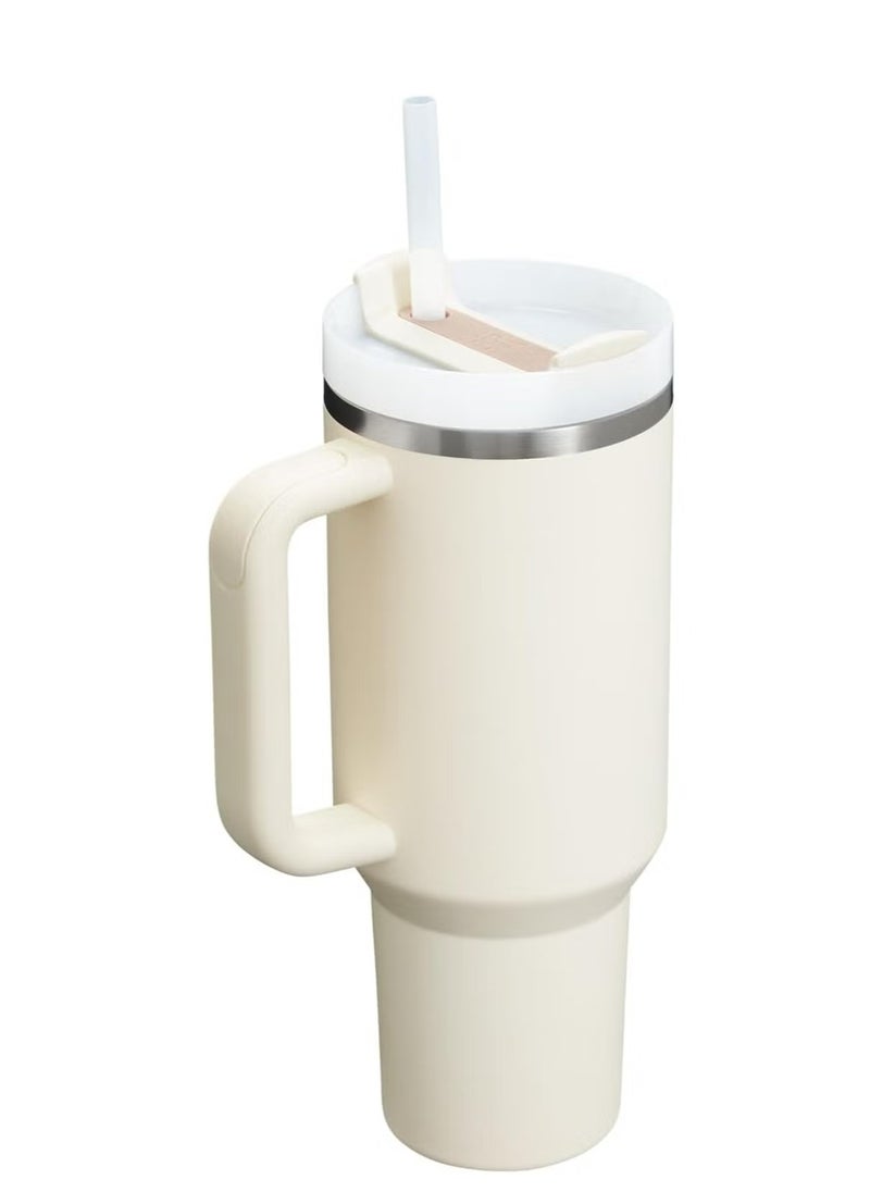 Stanley - 40oz Quencher H2.0 FlowState Tumbler – Cream 2.0 – Large Vacuum Insulated Stainless Steel Travel Mug with Handle, Rotating Lid, and Reusable Straw – Keeps Drinks Cold for 11 Hours and Iced for 48 Hours – Dishwasher Safe Water Bottle - Image 1