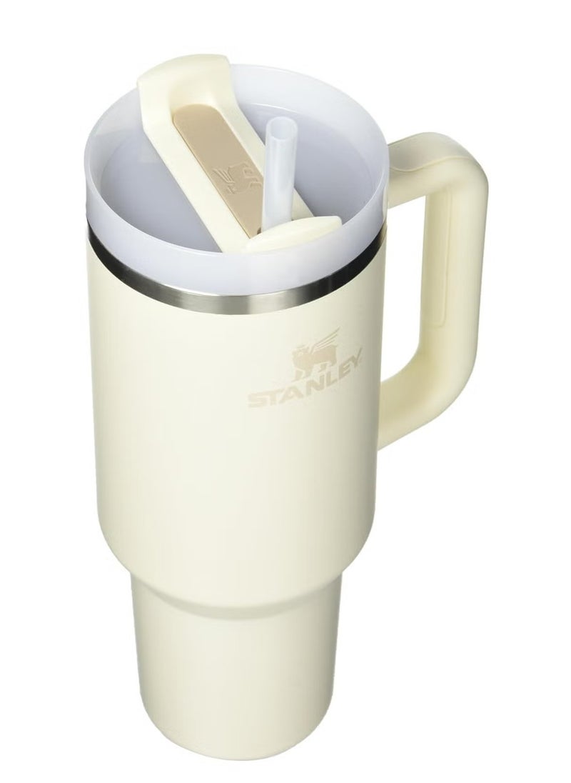 Stanley - 40oz Quencher H2.0 FlowState Tumbler – Cream 2.0 – Large Vacuum Insulated Stainless Steel Travel Mug with Handle, Rotating Lid, and Reusable Straw – Keeps Drinks Cold for 11 Hours and Iced for 48 Hours – Dishwasher Safe Water Bottle - Image 1